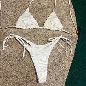 SHEIN White Textured Bikini Set